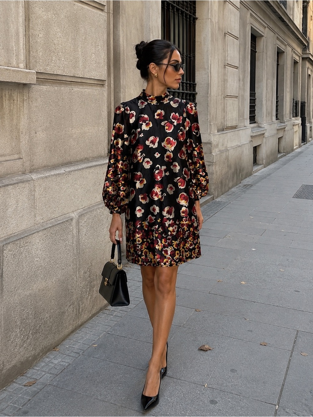 Aryn K Drop Waist Ruffle Mini Dress